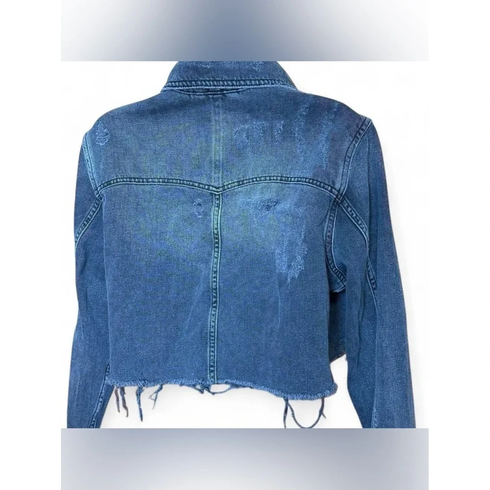 Free People Black Washed Cropped‎ Denim Jacket